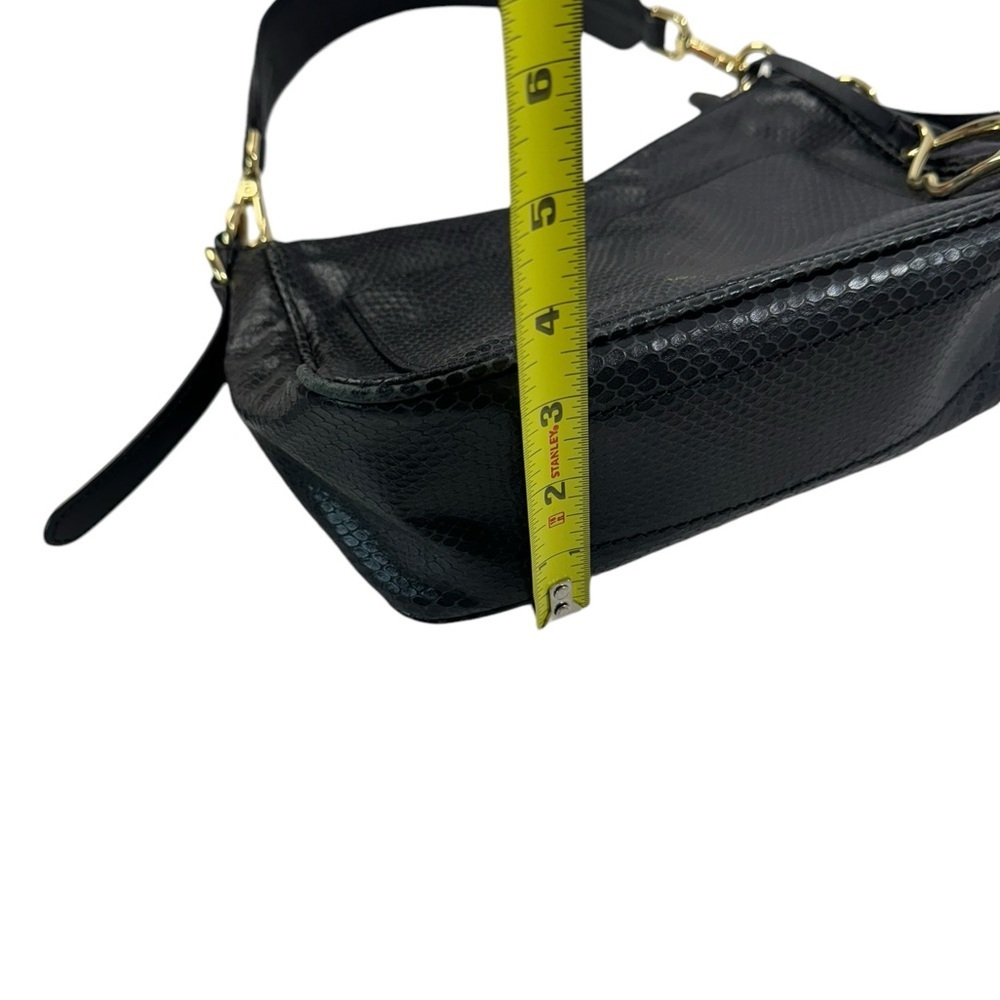 Lulu Guinness BLACK SMALL SNAKE EMBOSSED LEATHER CALLIE CROSSBODY BAG - Picture 12 of 15